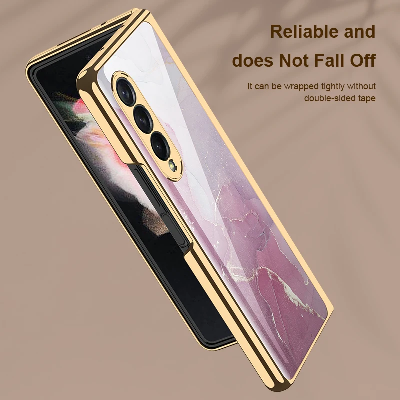 Роскошный чехол из закаленного стекла для Samsung Galaxy Z Fold 3 5G с пластиковой рамкой
