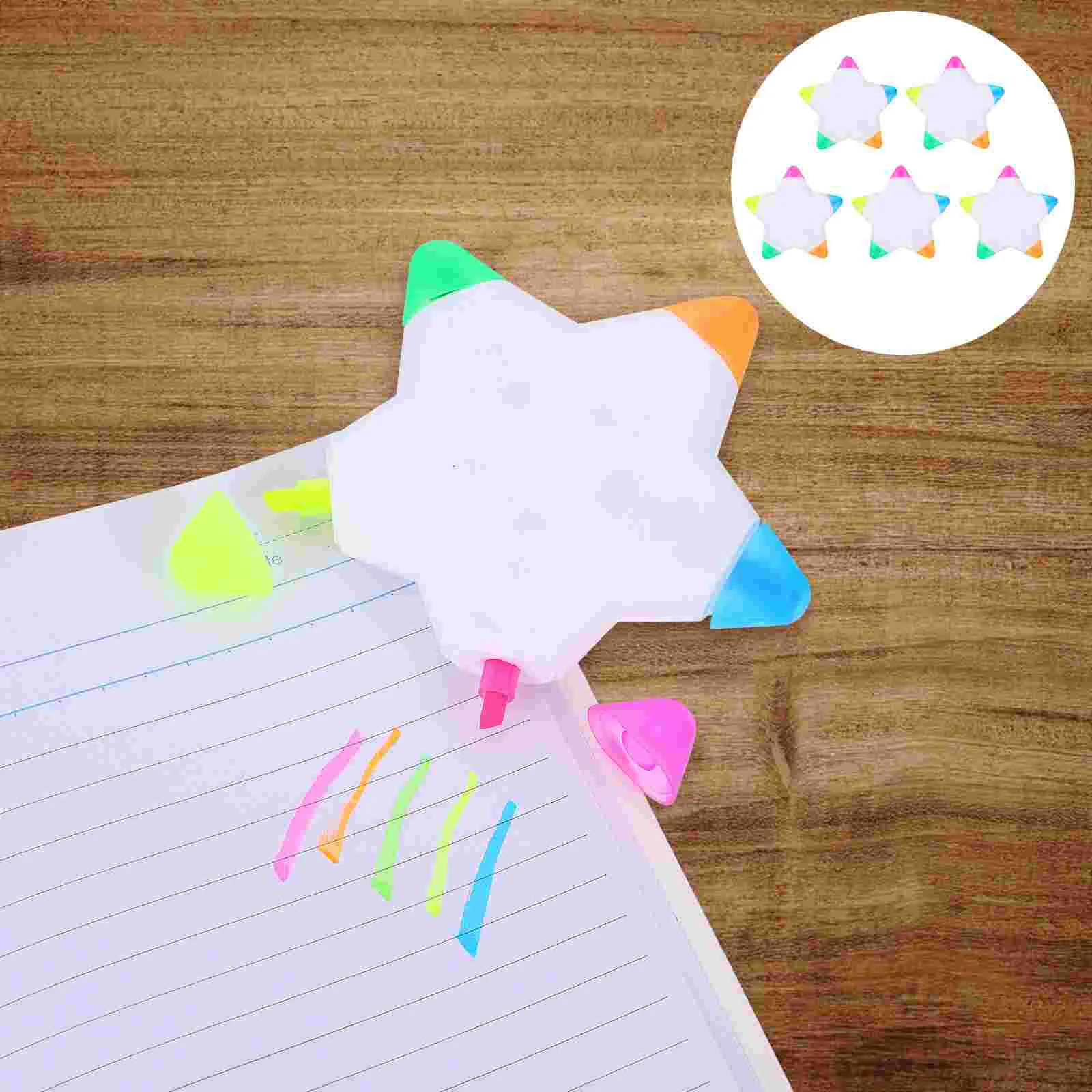 

Five-color Petal Brush Highlighter Student Markers Star Shaped Pen Writing Highlighters Erasable
