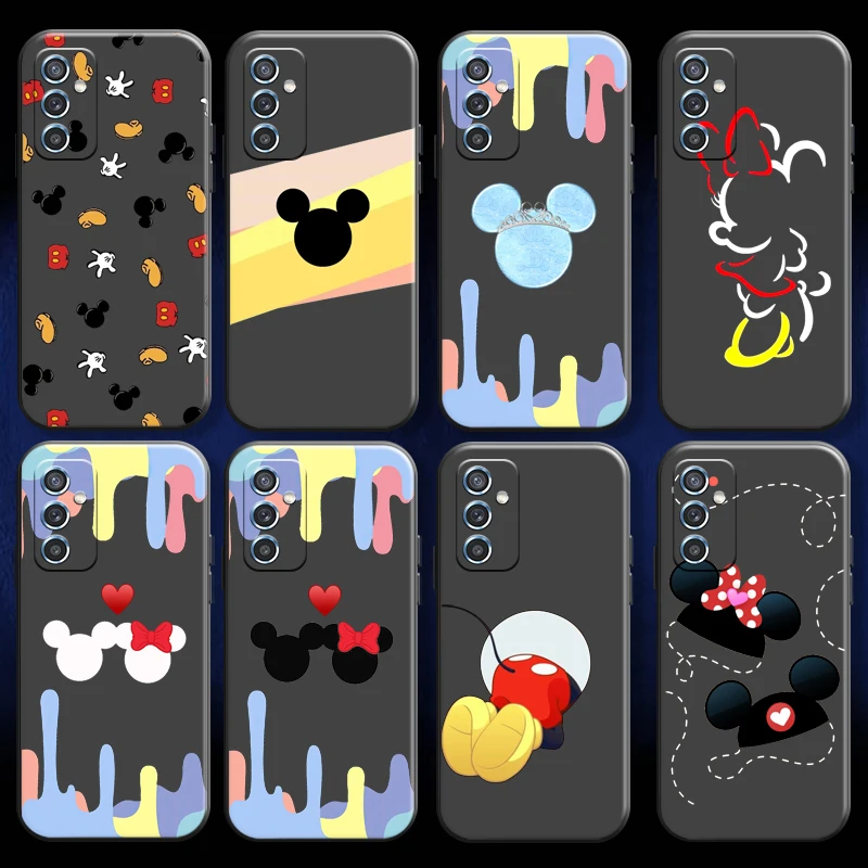 

Bandai Mickey Minnie Mouse For Samsung M11 M12 Phone Case Liquid Silicon Silicone Cover Funda Back Black Carcasa