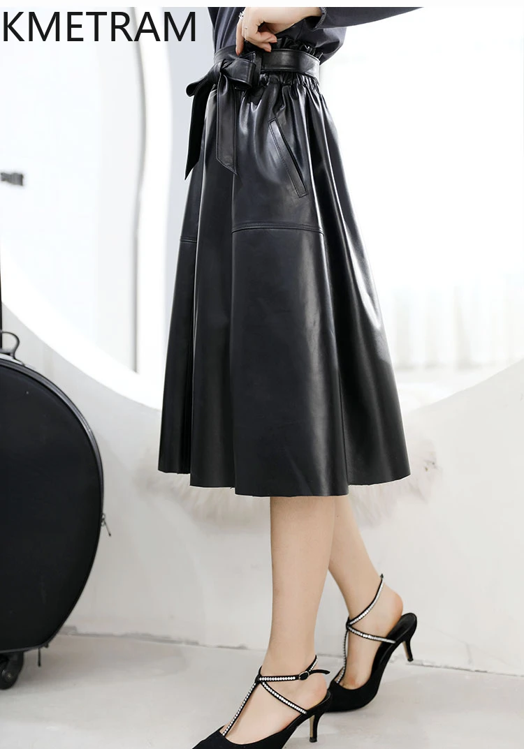 Юбка KMETRAM из натуральной овечьей кожи женские длинные юбки Осенняя женская