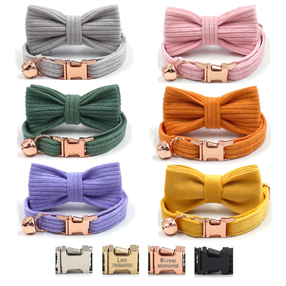 

Luxury Cat Collar Personalized ID Durable Metal Buckle Safety Breakaway Pet Collars for Cat Small Dogs Yorkshire Cat Accessories