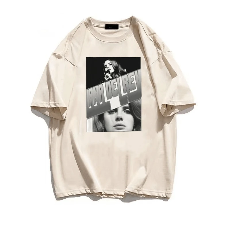 90s Vintage T-shirt Lana Del Rey American Singer Classic Print Graphics T-shirt Short-sleeve Cotton Harajuku Casual Quality Tees