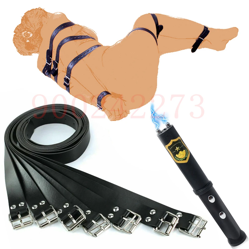 

SM Electric Shock Wand Nipple Clit Stimulator 7PCS/Set Slave Whole Body Bind Strap Handcuff&Ankle Cuff Bondage Erotic Sex Tool