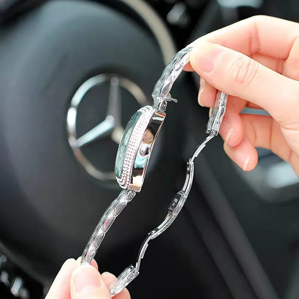 Часы женские кварцевые в римском стиле изящные модные с браслетом из нержавеющей