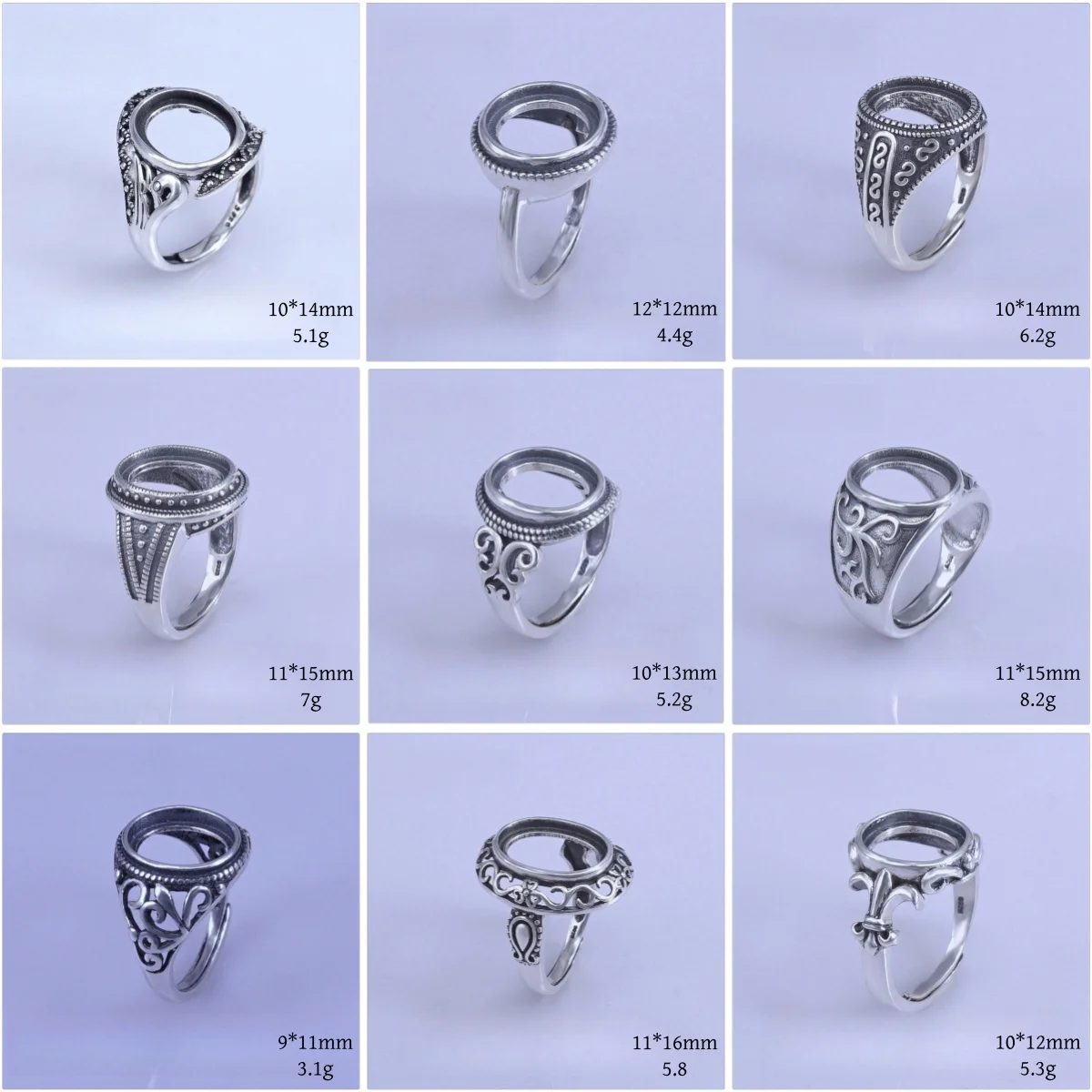 Установка 9*11/10*12/12*14/11*15/10*13 мм драгоценный камень S925 кольцо из стерлингового