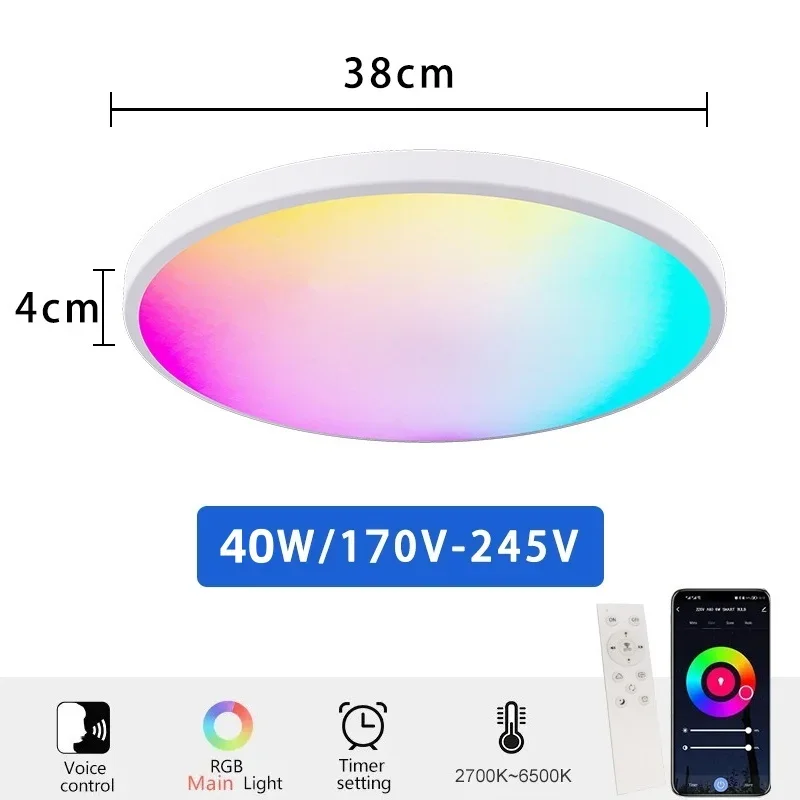

Светодиодный интеллектуальный потолочный светильник Tuya WiFi RGB с регулируемой яркостью Alexa с голосовым управлением Google Home Гостиная Спальня Внутреннее освещение