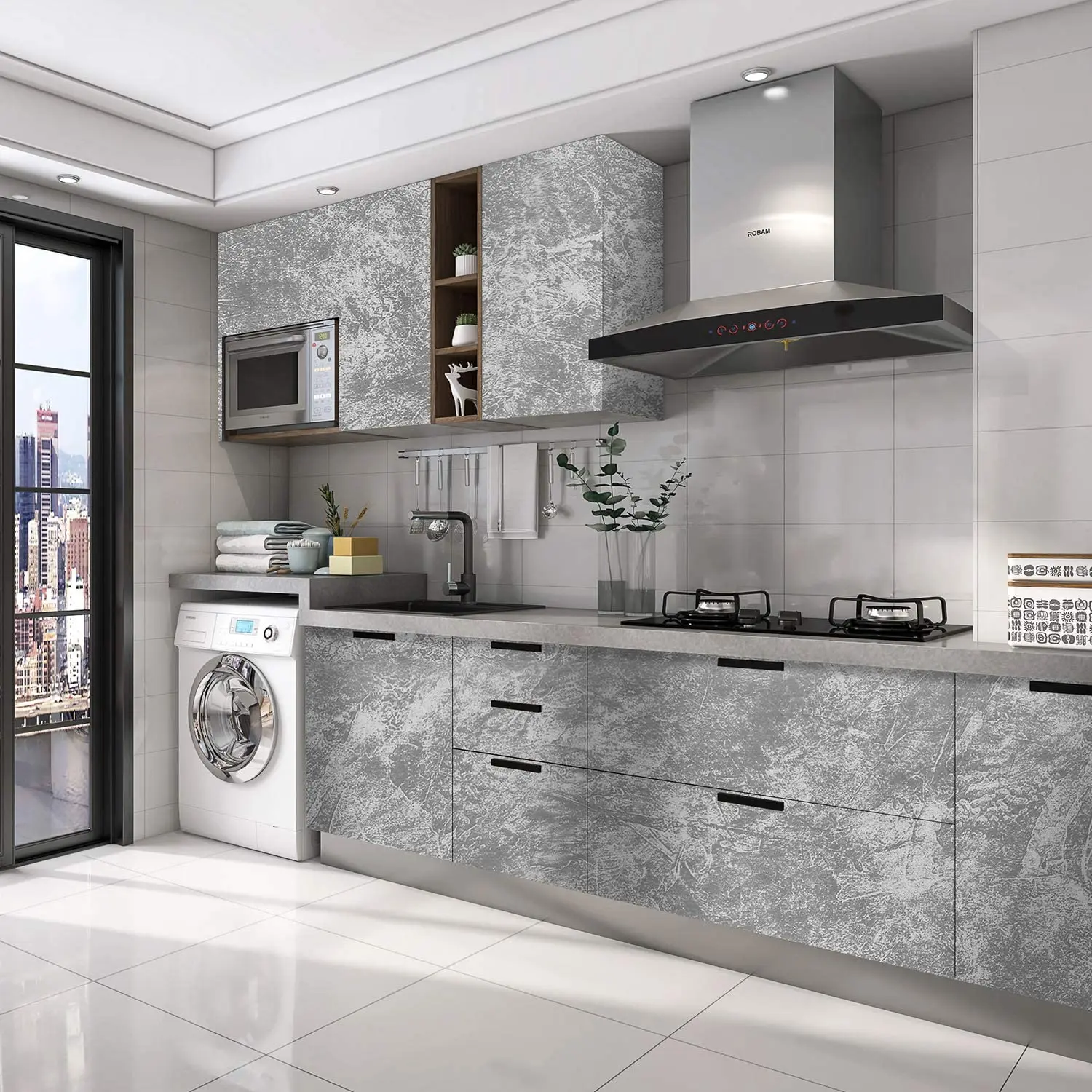 Искусственная серая цементная контактная бумага клейкая самоклеящаяся