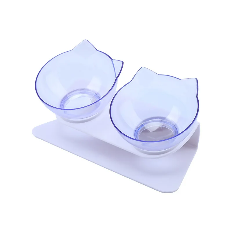 

Прозрачные кошачьи уши Двойная чаша Нескользящая Шейная защита шеи кошачья пищевая чаша рисовая чаша питьевая вода товары для домашних жив...