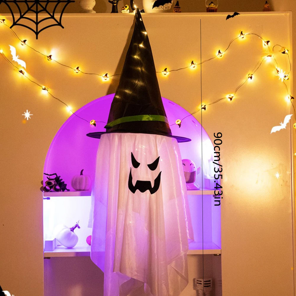 Halloween Orange Pumpkin Wizard Hat 110cm/90cm/80cm Long Ghost Ghosts Witch Hanging Ornaments Home Party Garden Indoor Outdoor