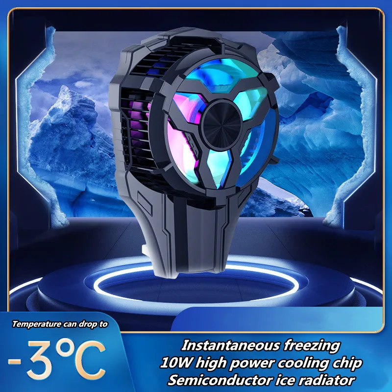 

2022 Mobile Phone Radiator for PUBG AL03 Semiconductor Magnetic Coolong Fan with RGB Light Game Cooler for IPhone Samsung Xiaomi
