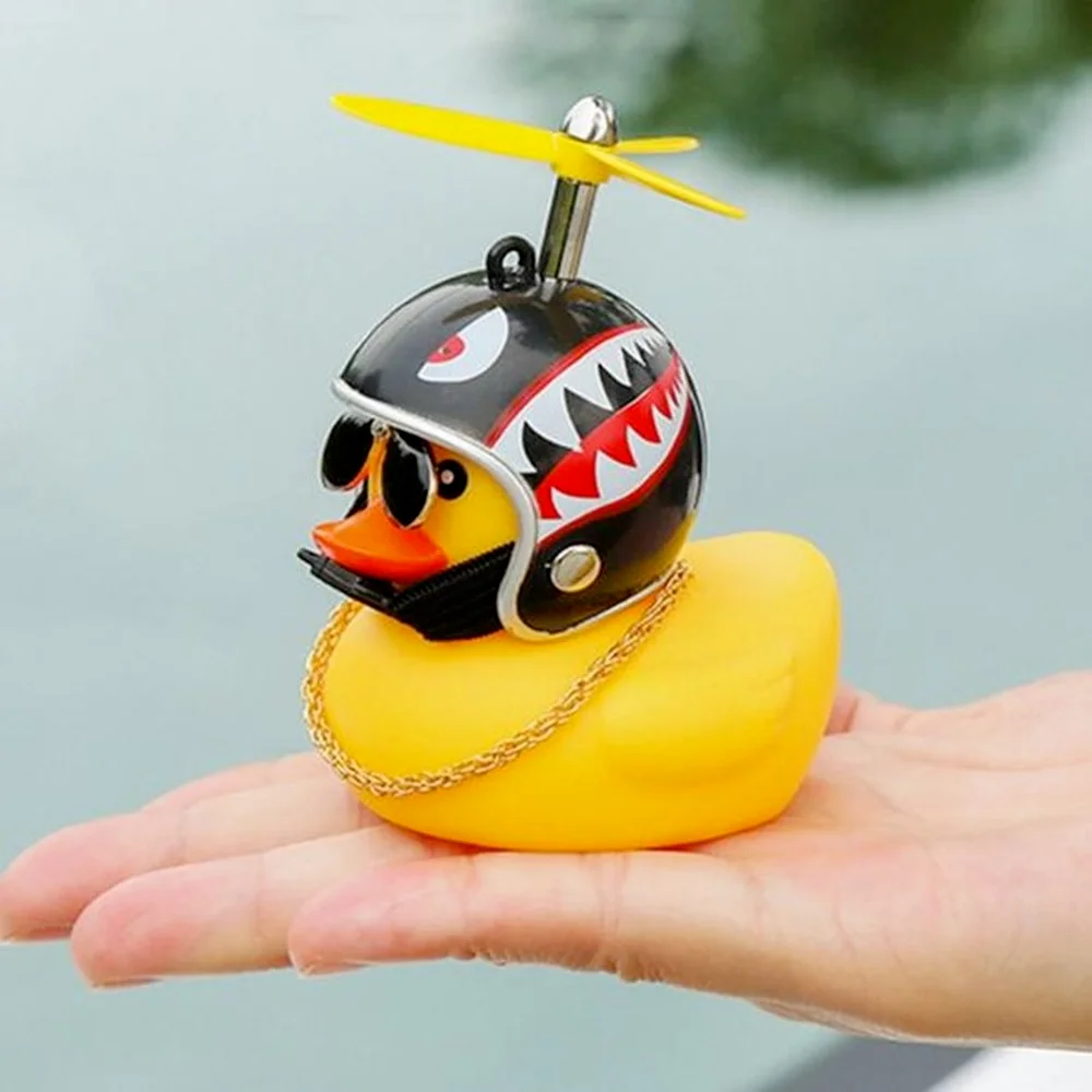 Cute Rubber Duck Kids Toys Wind-breaking Helmet Yellow Duck Baby Shower Bath Toys Toddler Gifts Car Decoration Cycling Decor