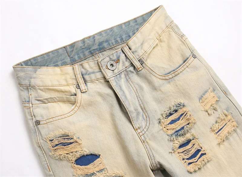 Men's Brand jeans Ripped Jeans Retro Punk  High quality skinny  Stretch Fashion Street Hip Hop  Large size