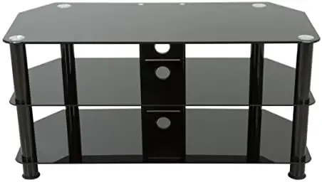 

TV Stand for Up to 50-Inch TVs, Black Glass, Chrome Legs