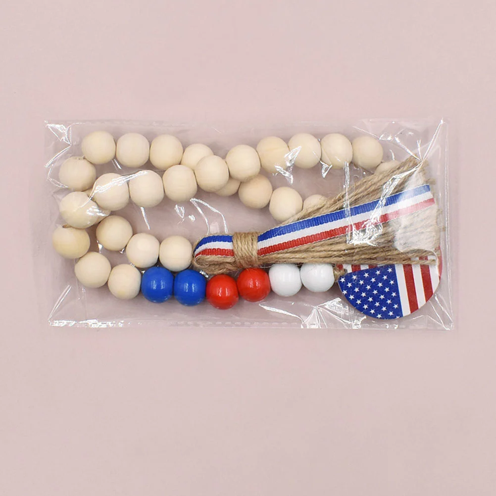 Patriotic Style Beads Tassel Party Wood Beads Garlands Festival Beads Garland Delicate Wood Bead Garlan images - 6