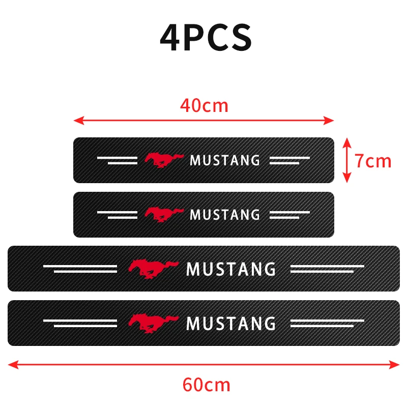 

4 шт./компл., защита порога автомобиля, наклейки на порог с узором из углеродного волокна для Ford Mustang SHELBY GT 500 350, Convertible V