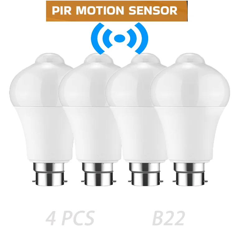 

Набор из 4 светодиодных ламп B22 с датчиком движения