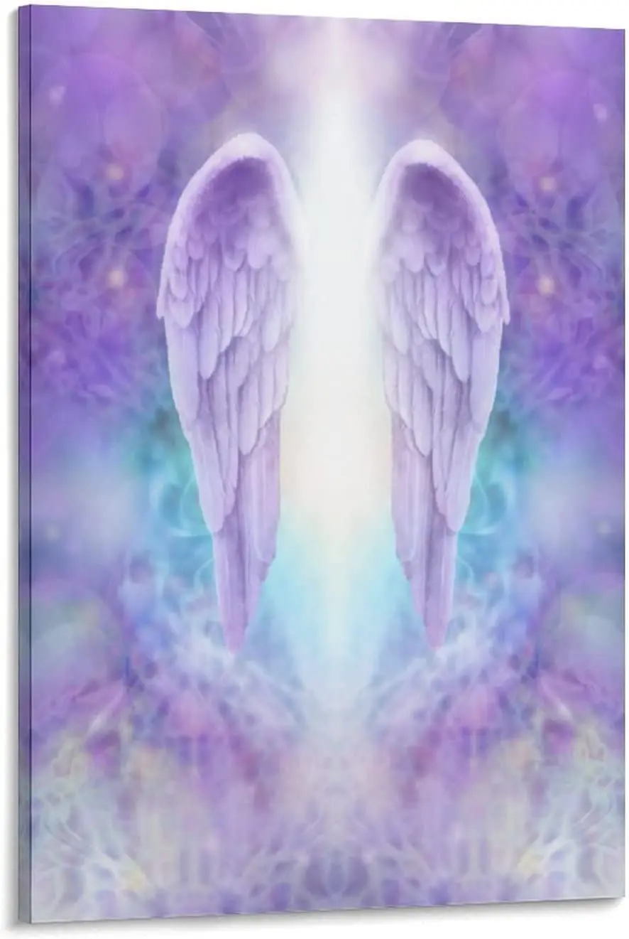 

Hdydjs фиолетовые ангельские перья задний вид Абстрактная живопись плакат Украшение Декор Искусство Настенная картина комната роспись без ра...