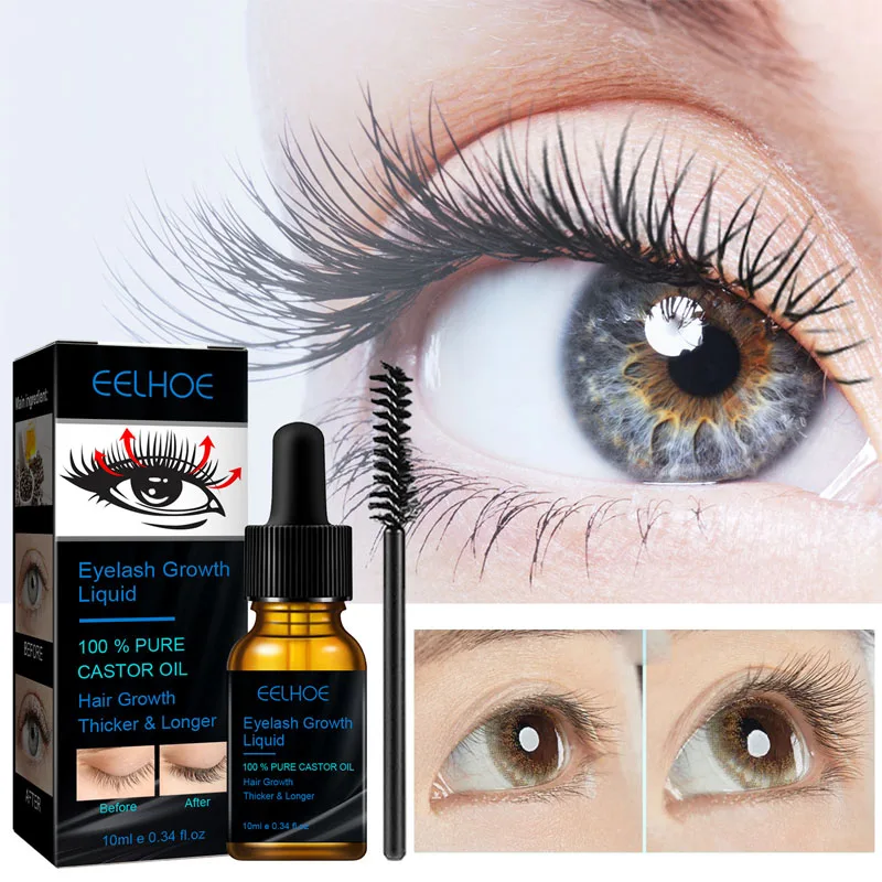 

100% Castor Oil Eyelash Growth Serum Fast Eyelashes Enhancer Nourishing Essence Longer Fuller Thicker Lashes Hair Care Products