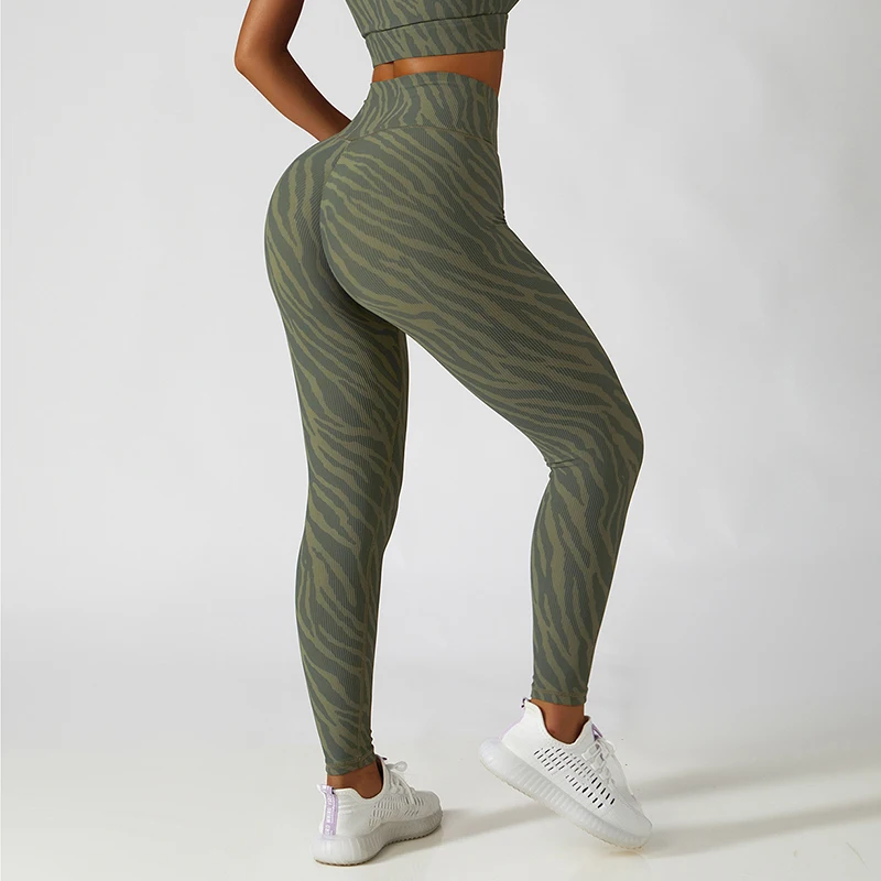 Leopard Print High Waist Yoga Pants Tight Seamless Hip Lift Camouflage Sports Leggings Women Running Fitness Leggings Gym Pants