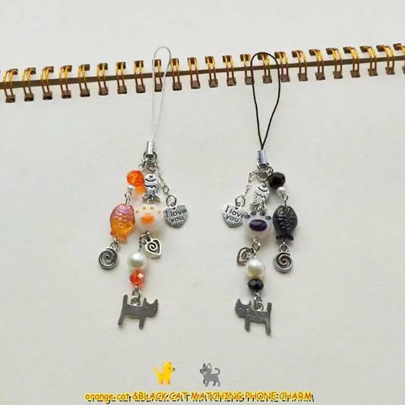 Черный оранжевый Кот Очаровательная дружба Y2K декоративная подвеска