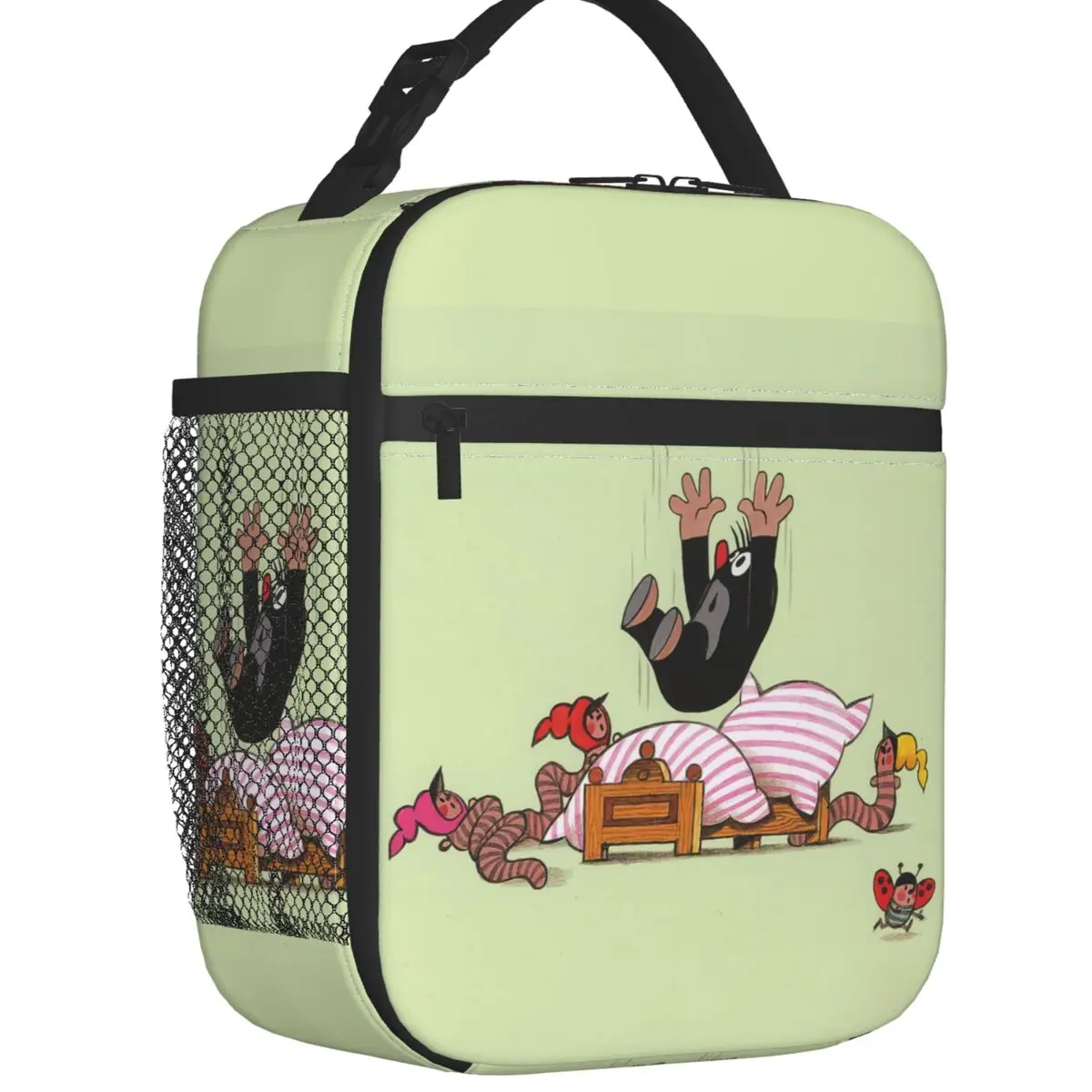 Забавная изолированная сумка для ланча с мультяшным изображением Кротов школы и