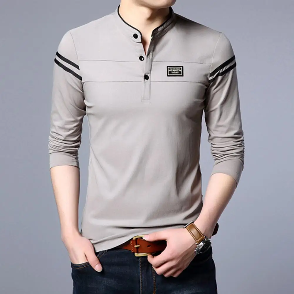 

Men T Shirt Man Long Sleeve tshirt Men's Clothing Mandarin Collar T-Shirts Tops & Tees Male Tshirts