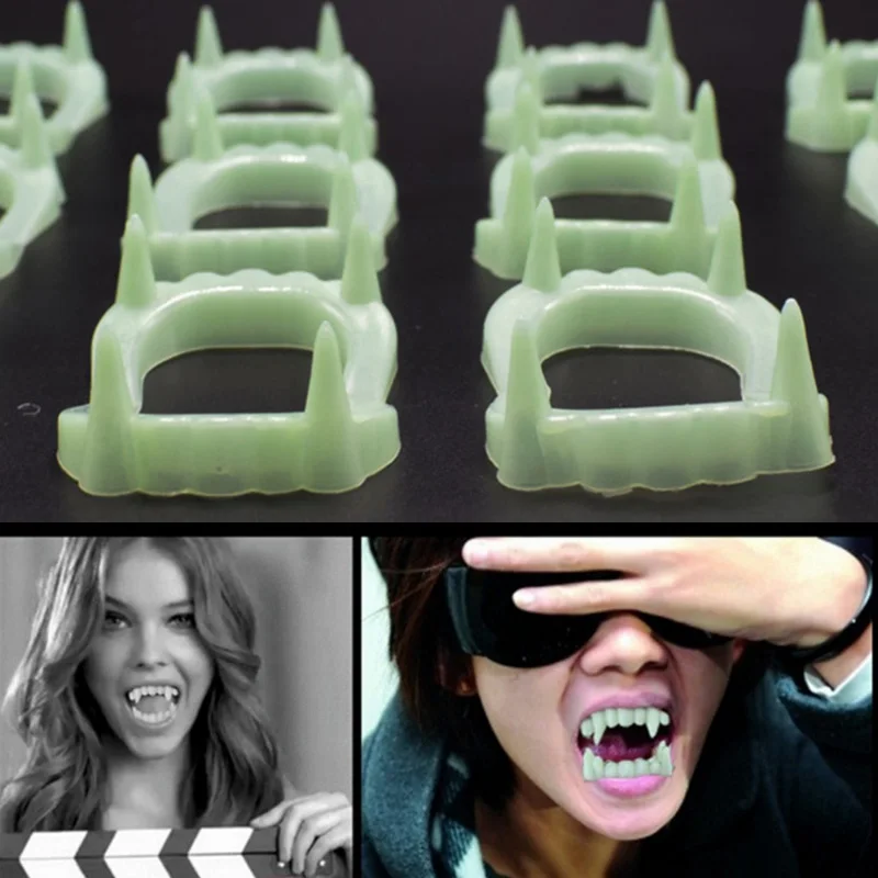 

Vampire Luminous Dentures Halloween Cosplay Costume Props Vampire Fake Teeth Fangs DIY False Teeth Props Festive Party Supplies