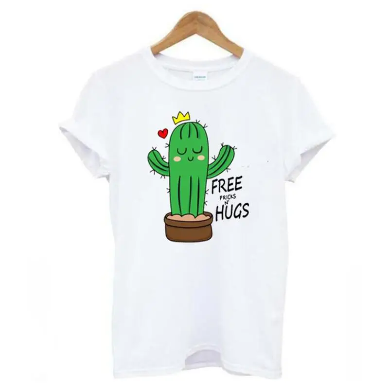 

Модная футболка с принтом Love Is Cike A Cactus, женские топы, хлопковая футболка с коротким рукавом, свободная женская футболка
