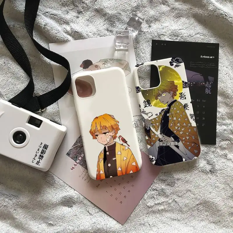 

Demon Slayer Agatsuma Zenitsu Phone Case Candy Color for iPhone 6 7 8 11 12 13 s mini pro X XS XR MAX Plus
