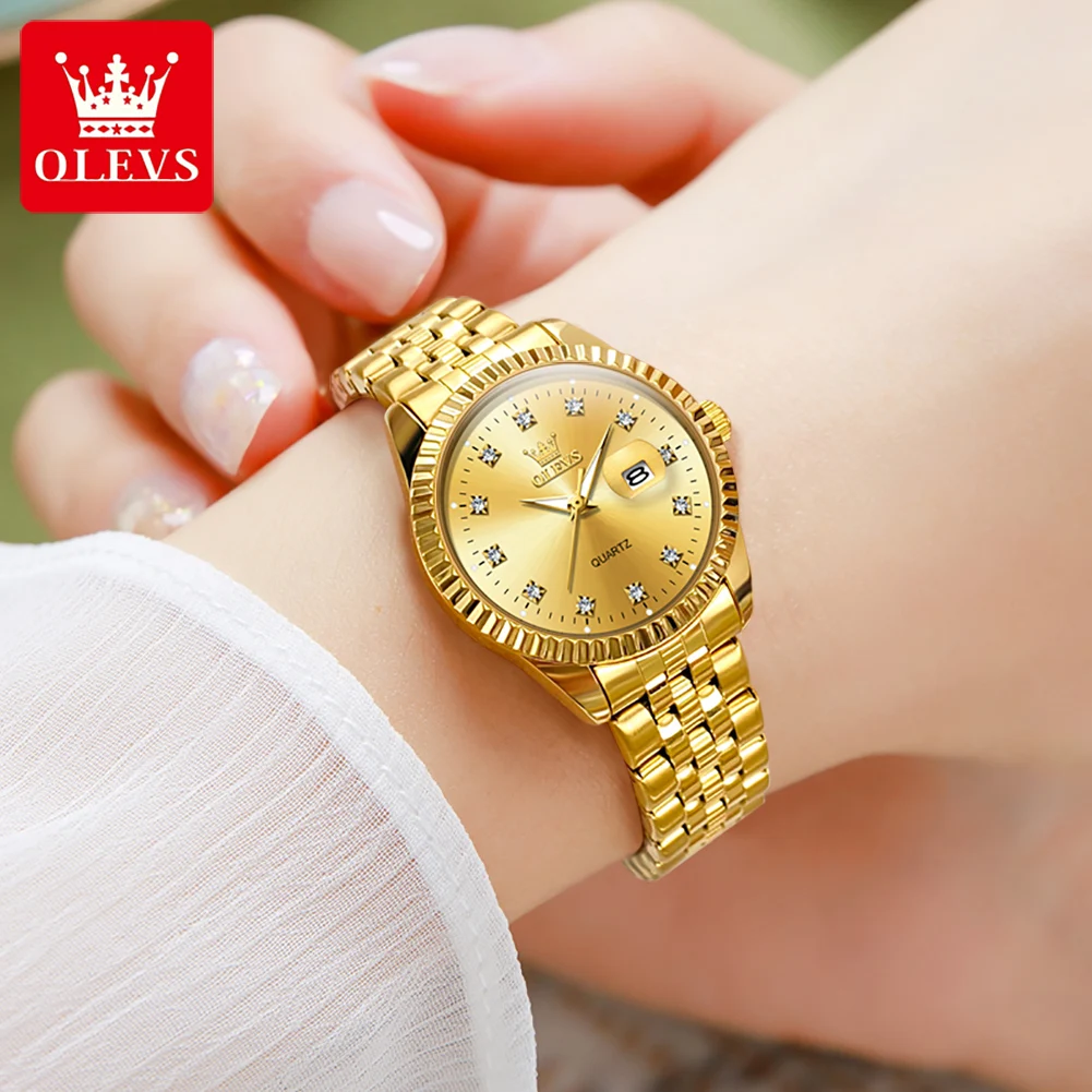 OLEVS 2023 New Gold Watch Women Watches Ladies Creative Steel Women's Bracelet Watches Female Waterproof Clock Relogio Feminino