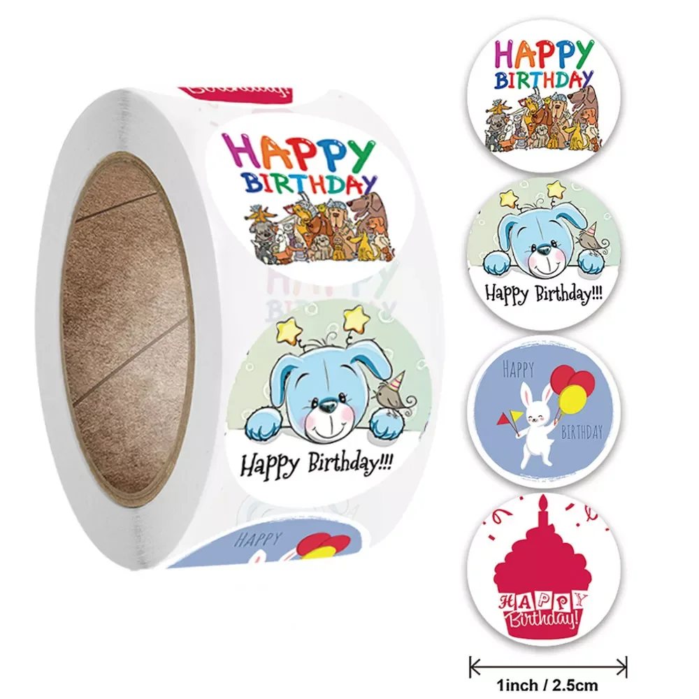 

Styles Happy Birthday Theme Stickers Thank You Sealing Labels 1inch 50-500pcs for Scrapbook Party Supplies Gift Decoration