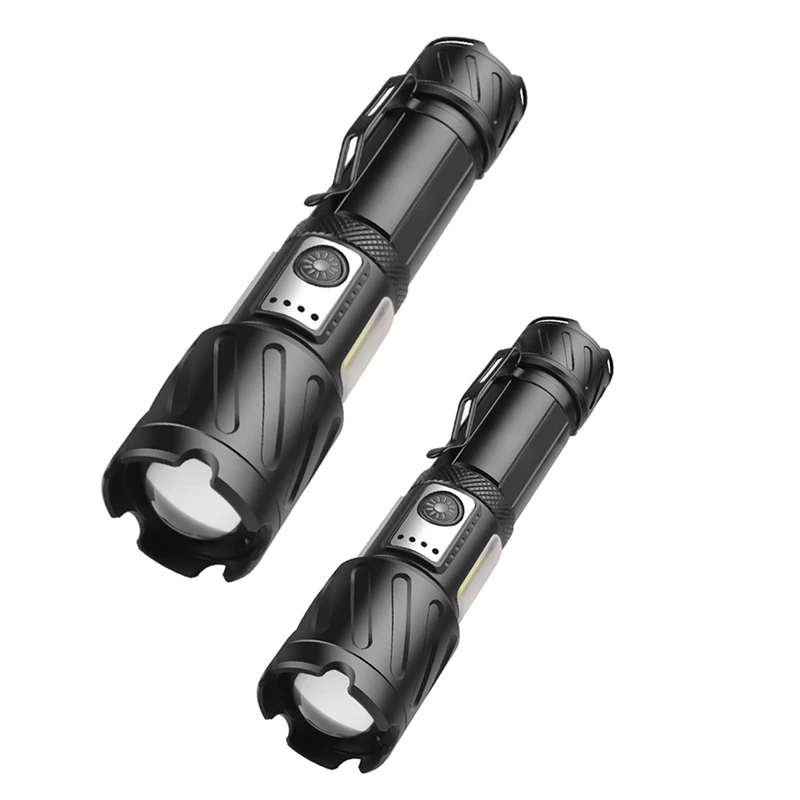 

USB C Rechargeable LED Flashlight +COB 2500-2800Lm Aluminum Alloy Frame With Magnet Tail,Lamp Beads