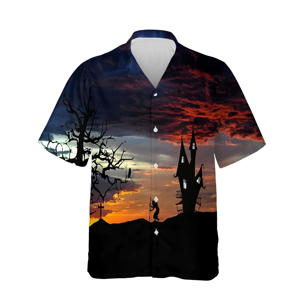 Jumeast 3D Halloween Festival Clothing Blouses Fashion Streetwear Mens Hawaiian Shirt Short Sleeve Breathable Casual Men Shirt