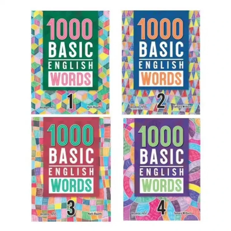 4 Books 1000/2000 Core English Words Primary School Common English Vocabulary Dictionary Book For Kids 5-12 Years Old