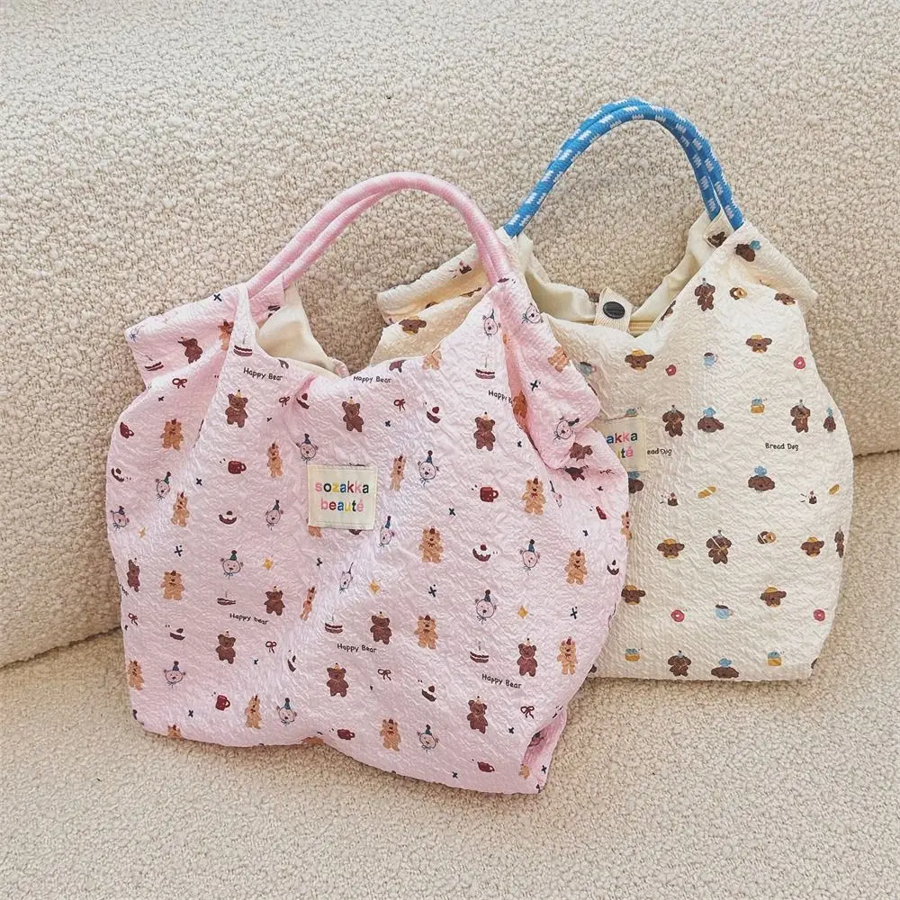 Сумка с принтом медведя и щенка корейский стиль большая сумка для отпуска на