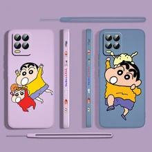 Boy Crayon Shin Chan Cartoon For OPPO Realme 50i 50A 9i 8 6 Pro Find X3 Lite GT Master A9 2020 Liquid Left Rope Phone Case Capa