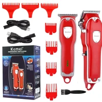 kemei combo pro electric hair trimmer for men barber hair clipper beard rechargeable hair cutting tool machine cordless