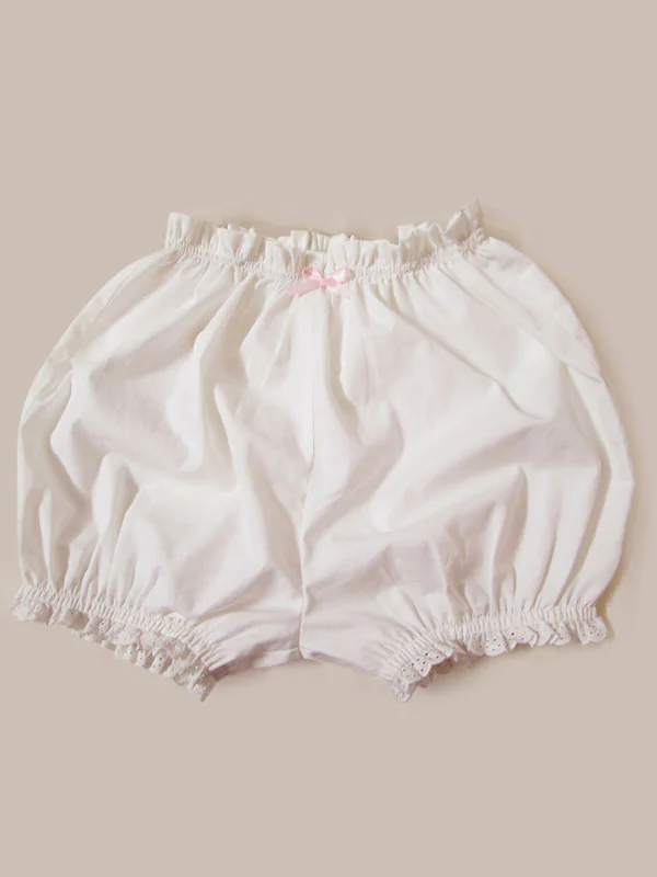 Classic Lolita Bloomers Lace Pleated White Lolita Shorts For Girl