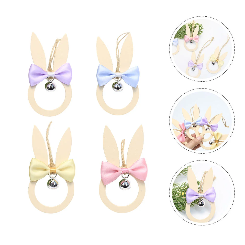 

Easter Wooden Ornaments Bunny Rings Hanging Spring Napkin Rabbit Wood Decorations Tree Slices Party Supplies Gift Summer