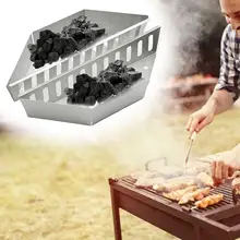 실버 BBQ 숯 바구니 도구, 연탄 홀더, 중장비 컨테이너 공급, 연기 주전자 그릴, 바베큐 그릴, 2 개