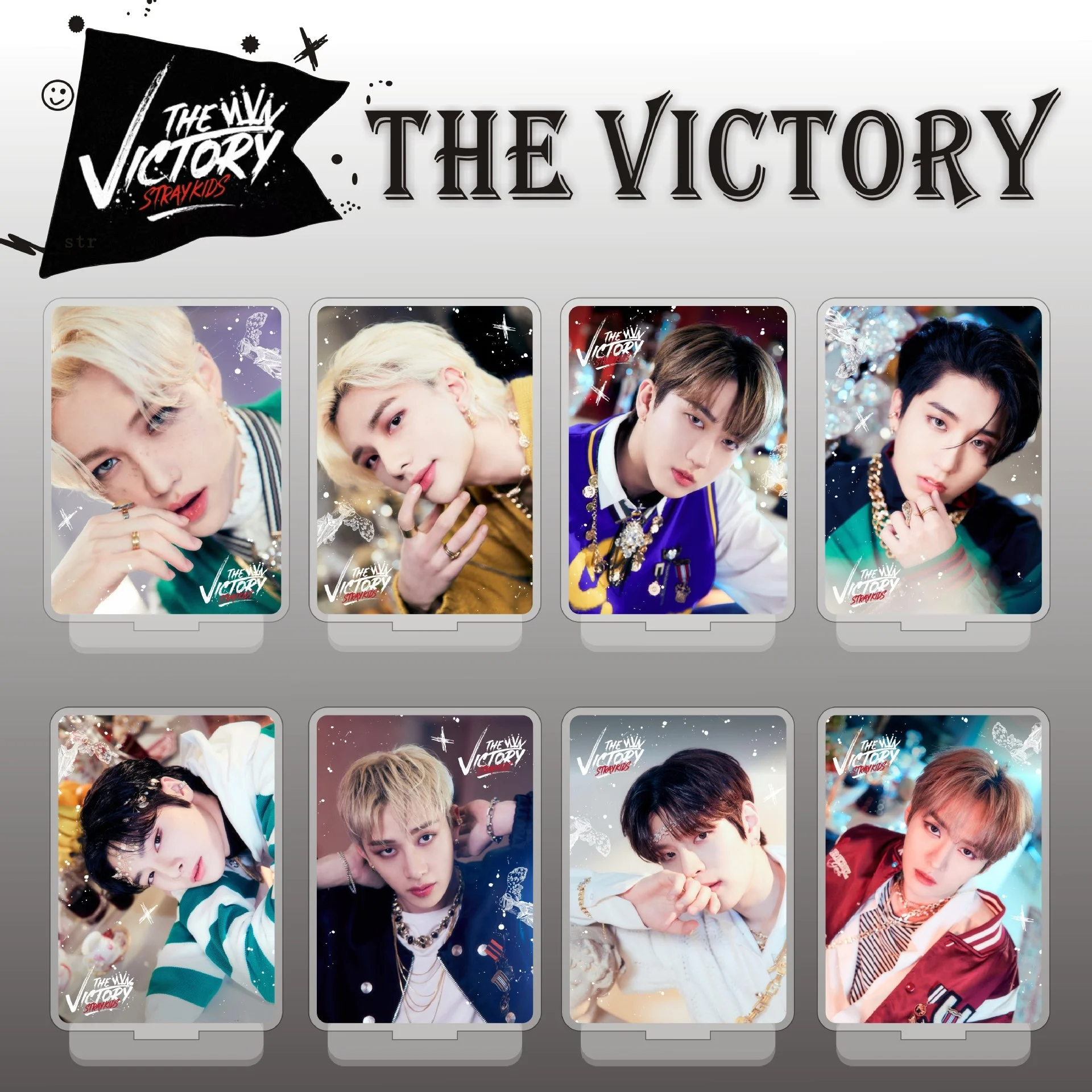 

KPOP New Boys Group Stray Kids New THE VICTORY Acrylic cartoon doll stand-up decoration Desktop exquisite cute decorations Gifts