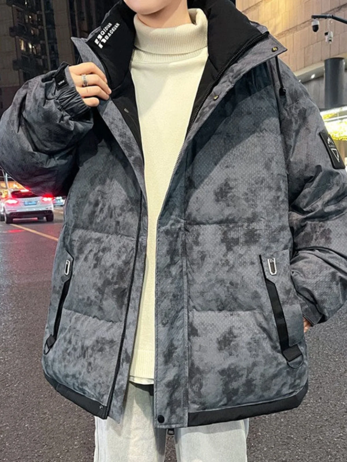 Модный пуховик с принтом тай-дай одежда на хлопковой подкладке мужская