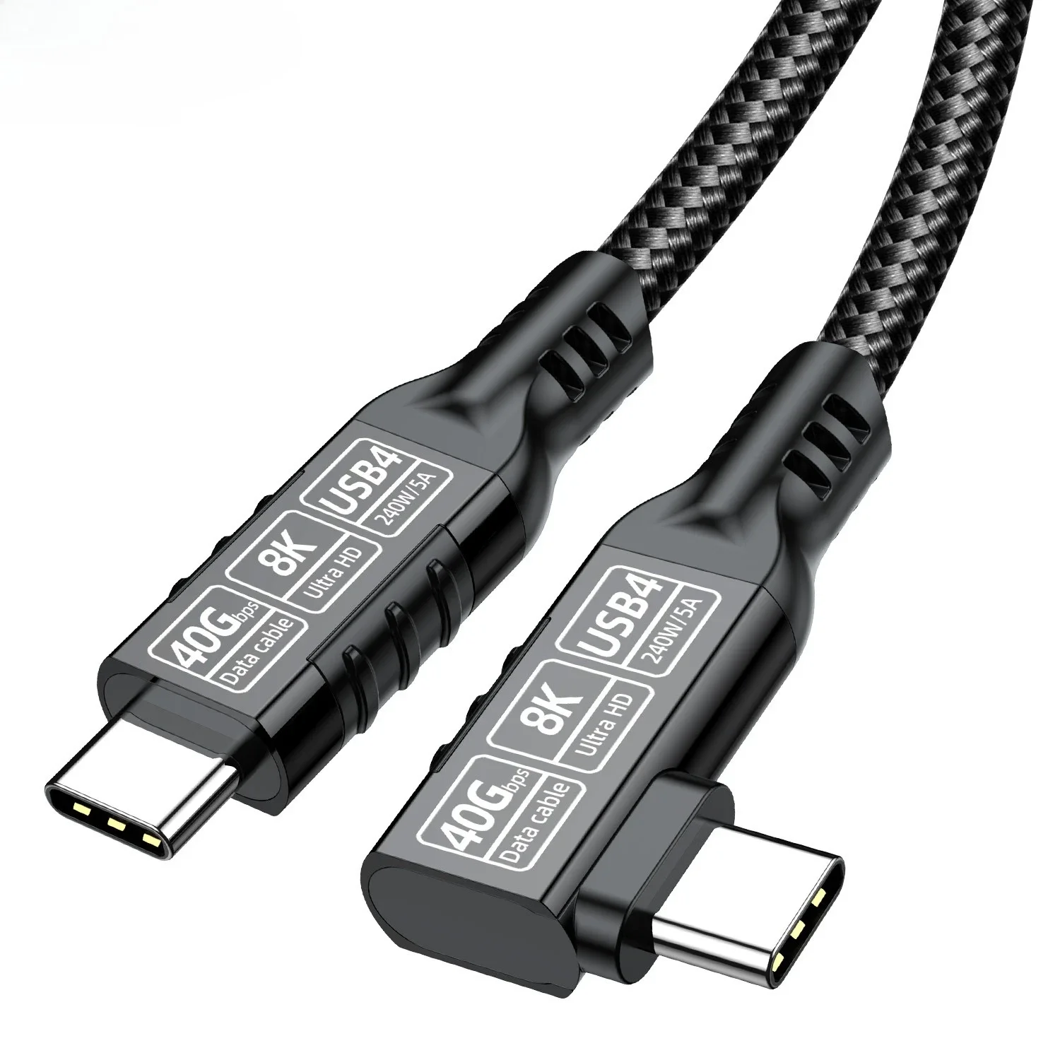 Thunderbolt 54 90 градусов USB 4 Type C к USB C Кабель USB54 40 Гбитс 8K PD 240 Вт Кабель для быстрой зарядки данных для Macbook Pro iPad SSD (art.: 3920cd7dbff09) - 3920cd7dbff09