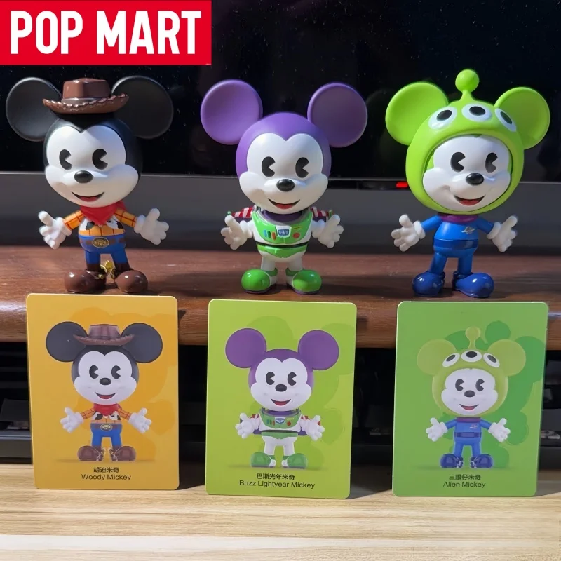 Фото Подлинная POP MART Mickey REMIXED: Микки встречает серия Pixar, слепая коробка, модные игрушки, подарок-сюрприз, украшение для рабочего стола, праздничные подарки №3