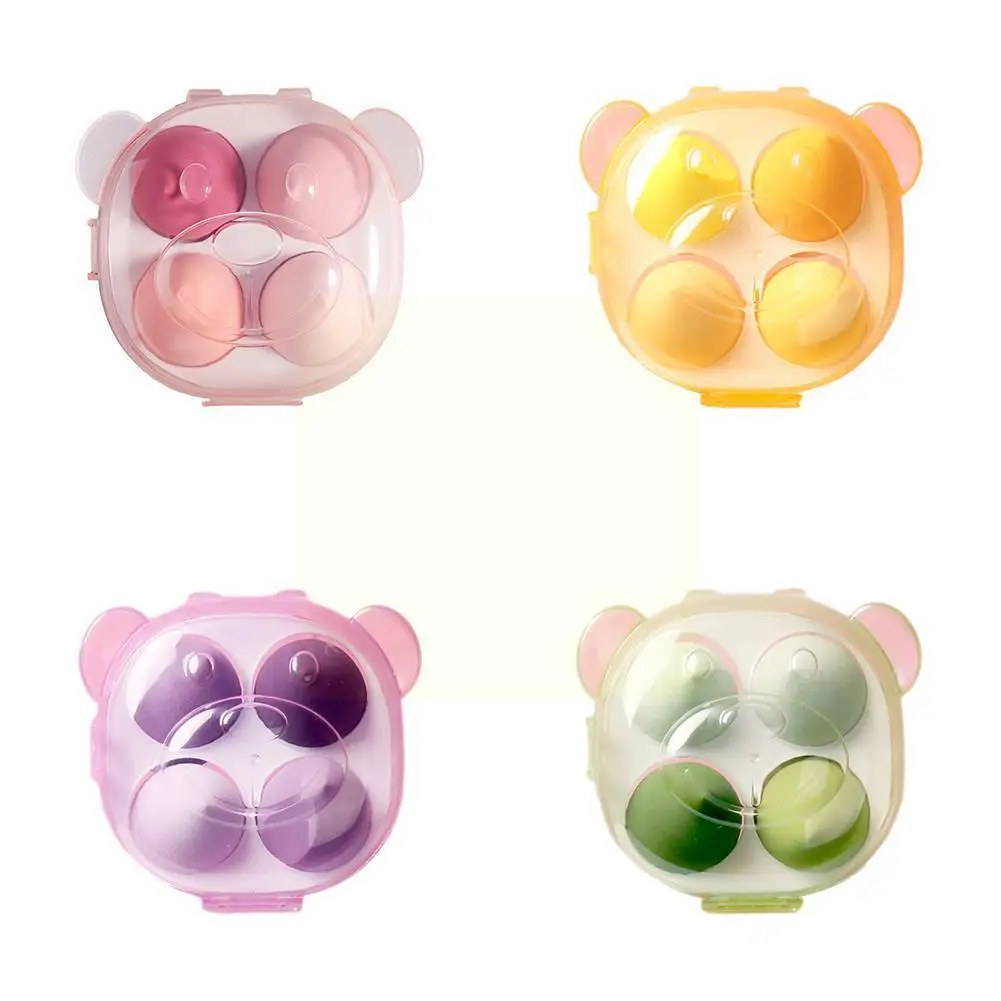 

4pcs/ Set Makeup Sponge With Bear Shaped Storage Box And Soft Super Wet Puff Tools Makeup Cosmetic Dry Beauty Y9u5