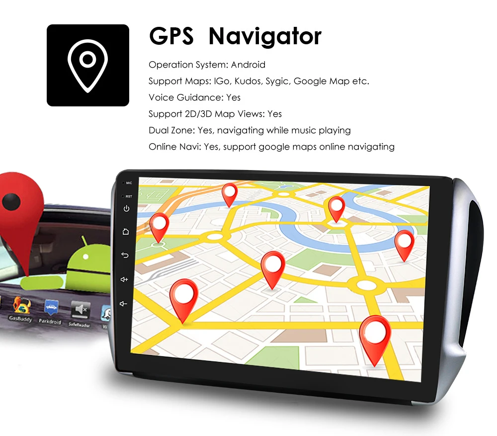 $113.00 2din Car Stereo for Android Multimidia Peugeot 208 2008 Series 2012-2018 GPS Player Navigation Auto Radio 8G+128G RDS SWC No DVD