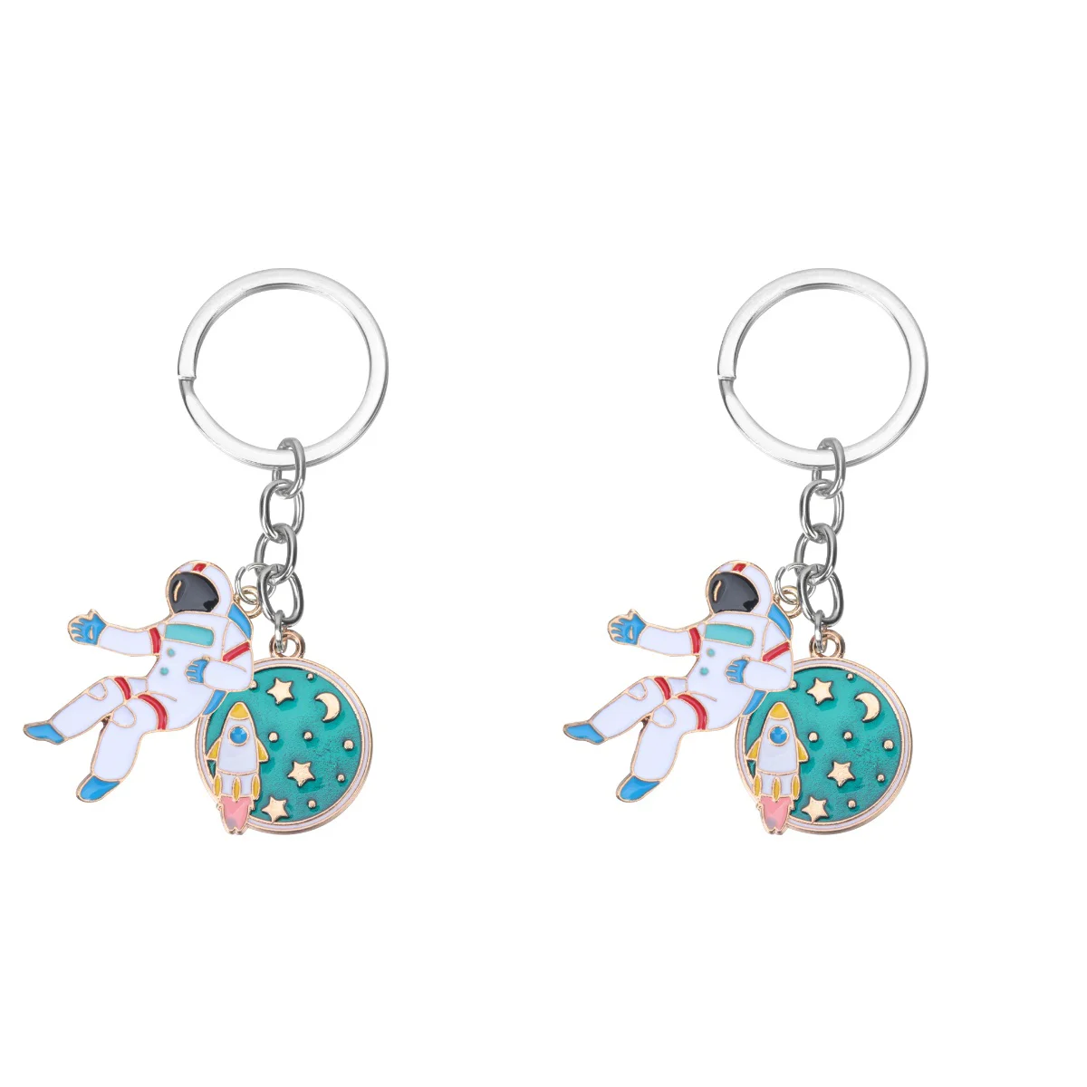 

2 Pieces Planet Keychain Pendant Accessory Cartoon Wallet Decor Backpack Kids Robot