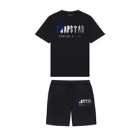 2022 new summer trapstar printed cotton t shirt men beach shorts sets streetwear tracksuit mens sportswear