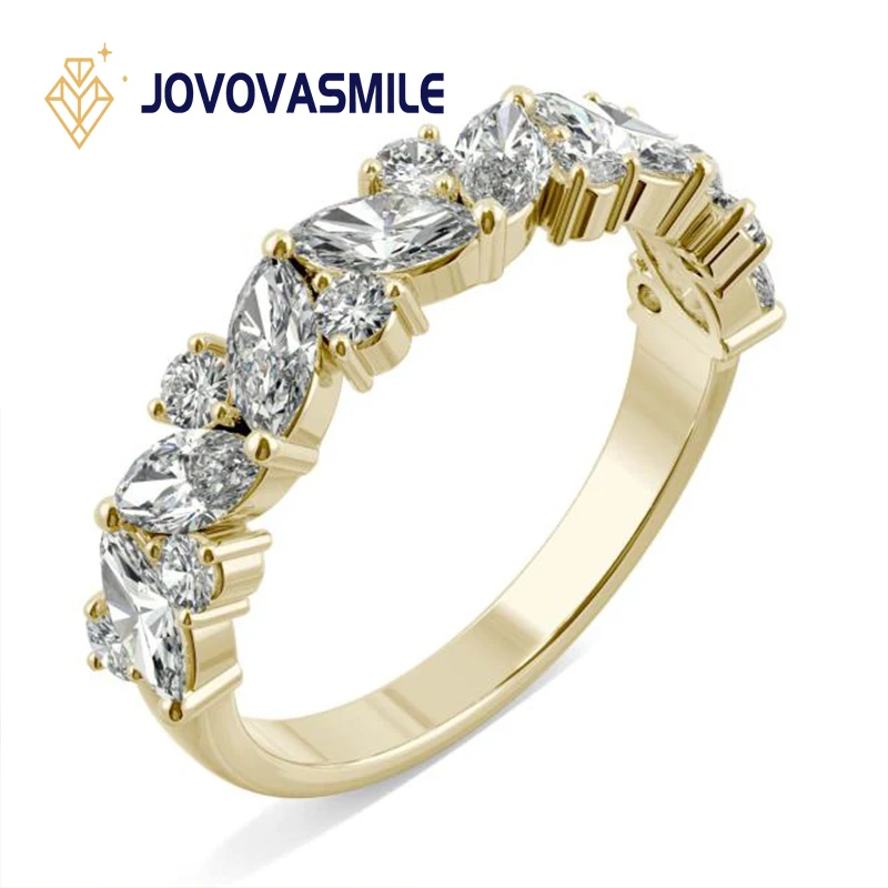 

JOVOVASMILE Moissanite Engagement Rings 14k Yellow Gold 1.31 Carat D Colorless Marquise Forever Accented Anniversary Band