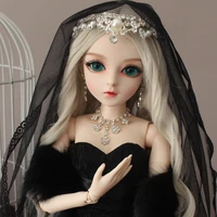 luxury 13 bjd doll gifts for girl handpainted makeup fullset lolitaprincess doll with black wedding dress starry night